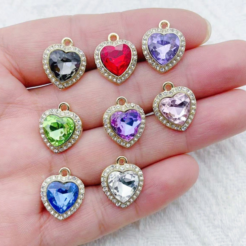 Jewelry Making Accessories - 10 stuks hartvormige ingelegde kleurrijke edelsteen