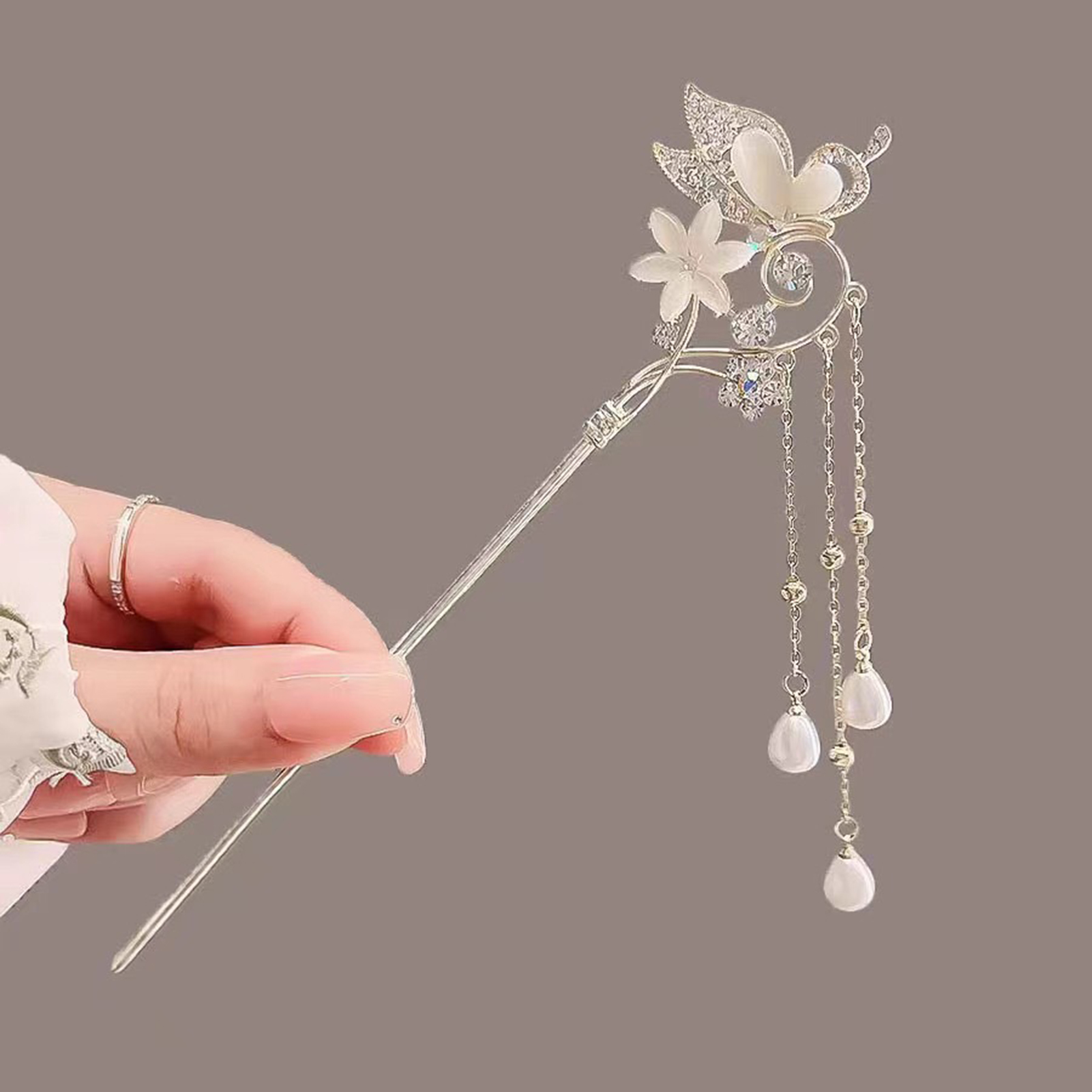 Jewelry Making Adults - Vrouwelijke haarstok haarspeld kattenogen bloem haarclip