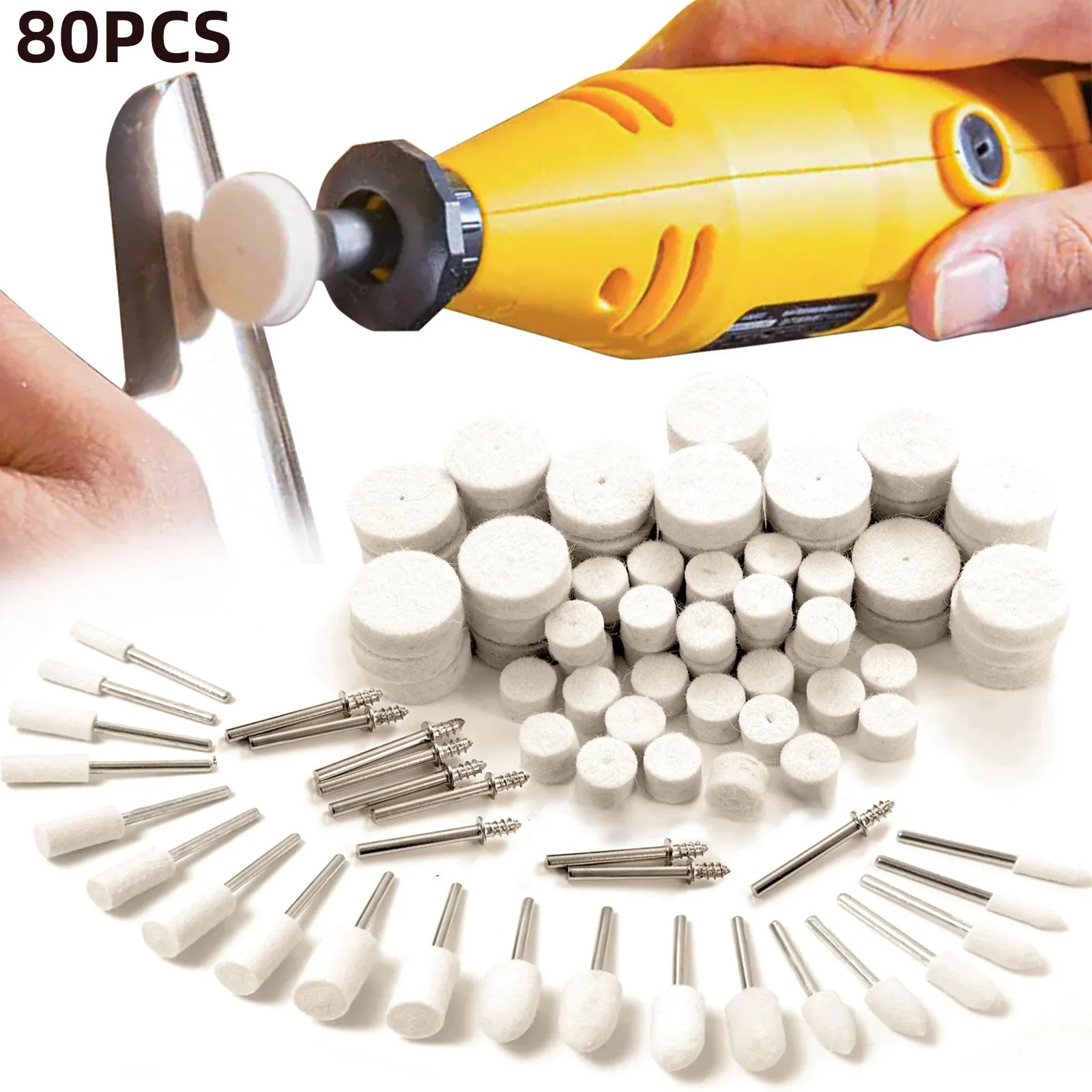 Jewelry Making Equipment - 80PCS Wolvilt Polijstwielset, 1/8