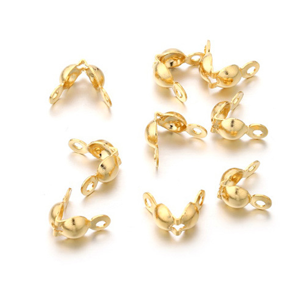 Jewelry Making Knots For Clasps - 100Pcs Rvs Vergulde Clamshell End Calotte