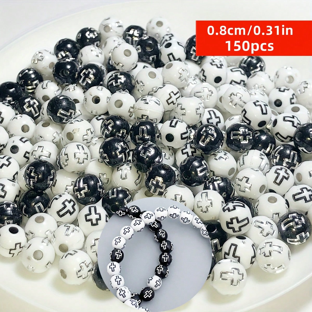 8mm 150 stuks zwart-witte krui - Jewelry Making Business recensie en prijs